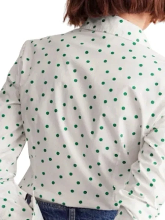 Boden Sienna Shirt Green Polka Dot Cotton Button Front Blouse 14 - Picture 9 of 9